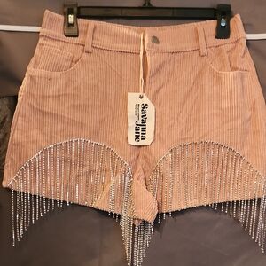 Savanna Jane Pink  Shorts with Silver Fringe